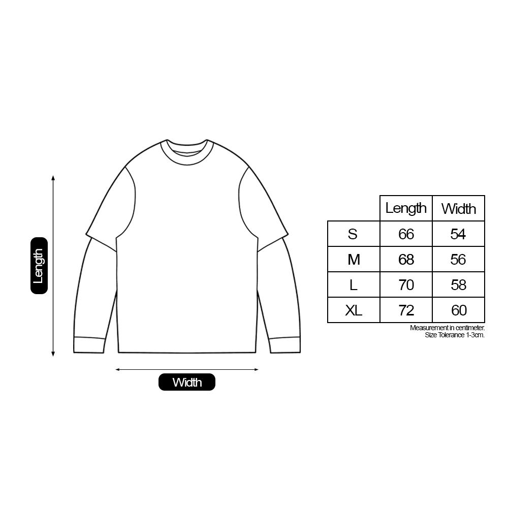 Size Chart MONOSTAR DOUBLE LAYER TEE