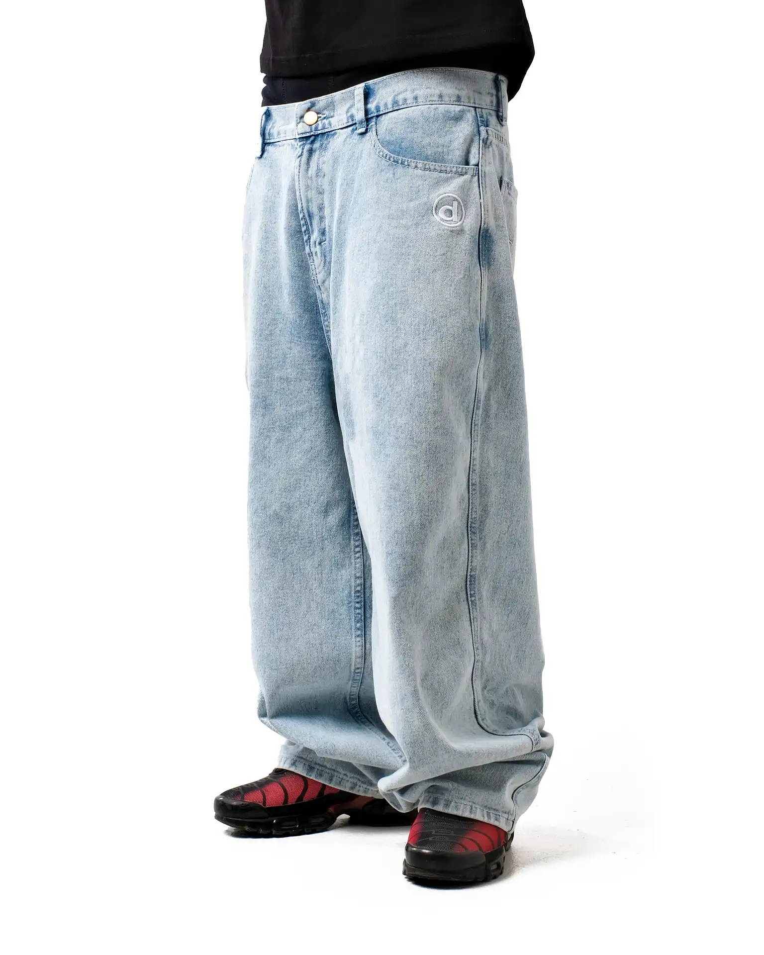 STITCHED LIGHT BLUE BAGGY JEANS