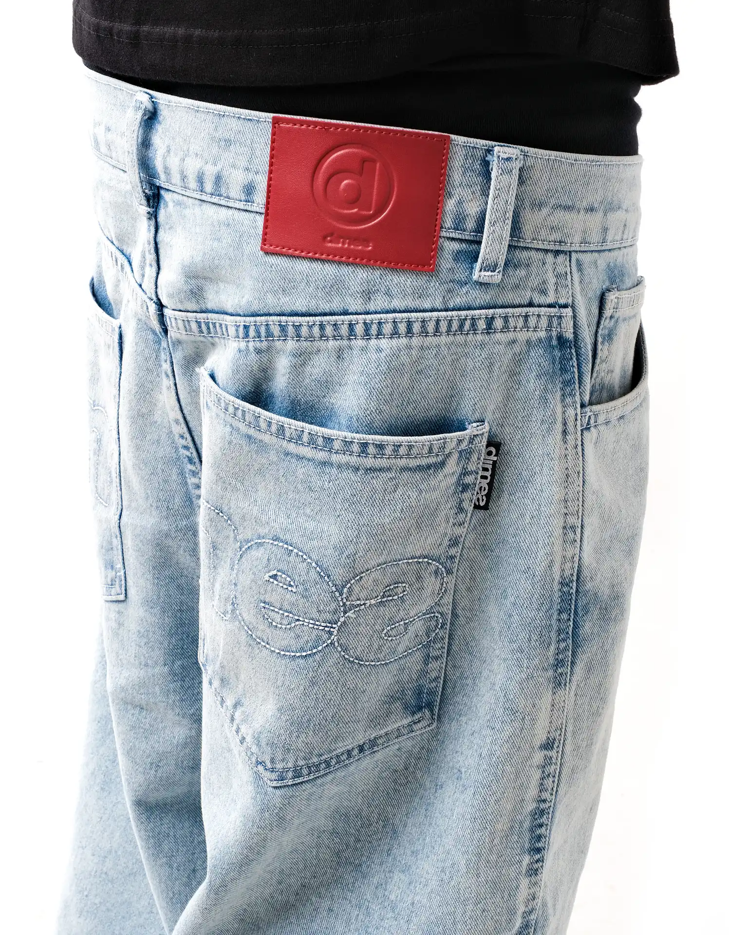 STITCHED LIGHT BLUE BAGGY JEANS