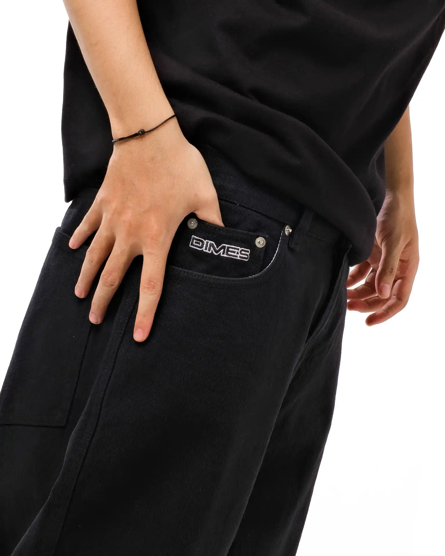TWIST BLACK WASHED BAGGY JEANS